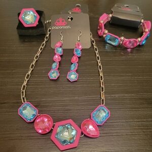 Paparazzi Vibrant Pink and Blue Necklace Set